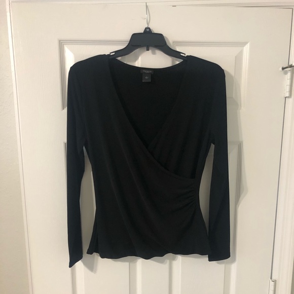Ann Taylor Tops - Black faux wrap top